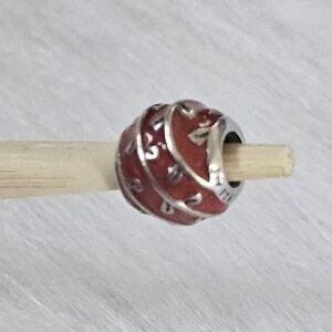 Pandora Red and Silver Swirl Charm Bead